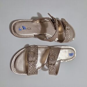 Splendid metallic gold flat sandal Syara slide NEW size 10